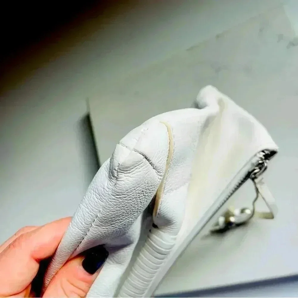 Nixon Leather White and Silver Foldable Clutch